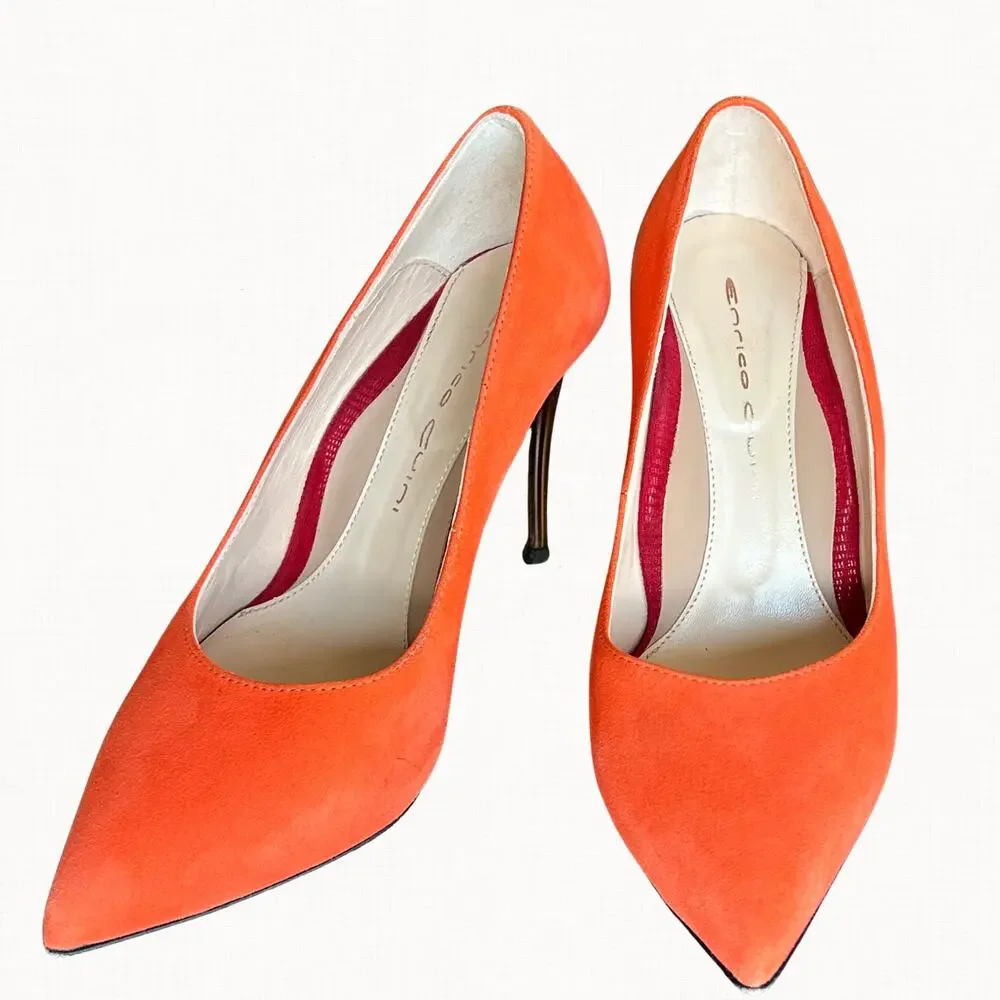 Enrico Cuini Farah Tangerine Suede‎ ALIA Pumps Size 35.5 C